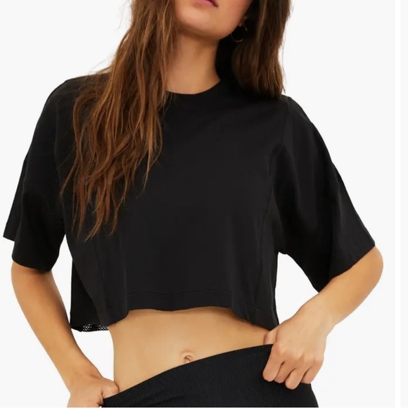 BEACH RIOT Esme Mesh Back Cotton & Modal Crop T-Shirt, SIZE MEDIUM 1285 - Picture 2 of 6